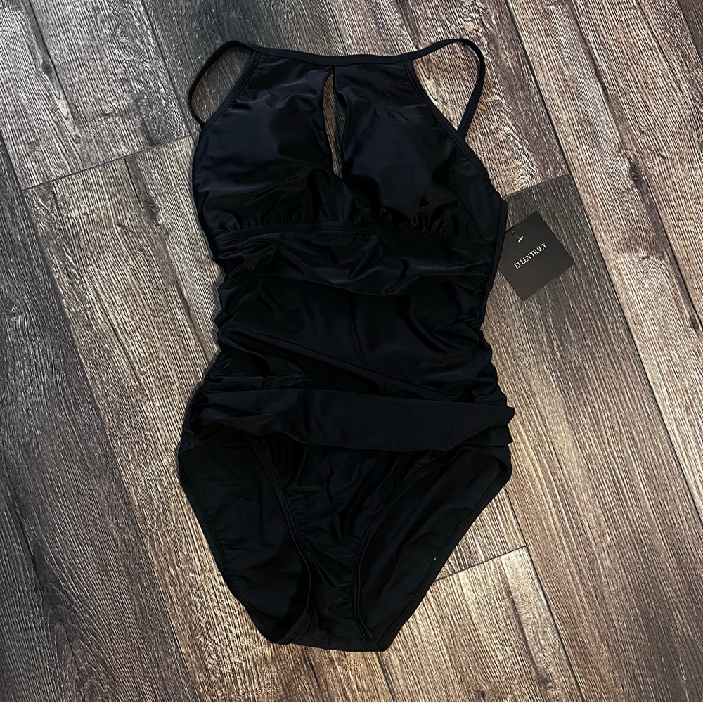 NWT Ellen Tracy Black One-Piece Swimsuit | Size 8
